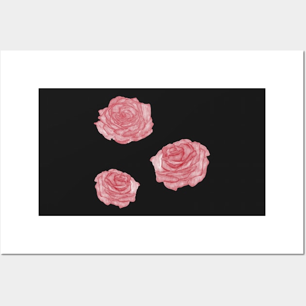 Pink watercolor roses stickers Wall Art by EmeraldWasp